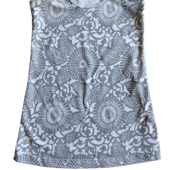 Lululemon Cool Racerback Beachy Floral White Fossil Size 6 S Gray White Tank Top - Picture 4 of 6